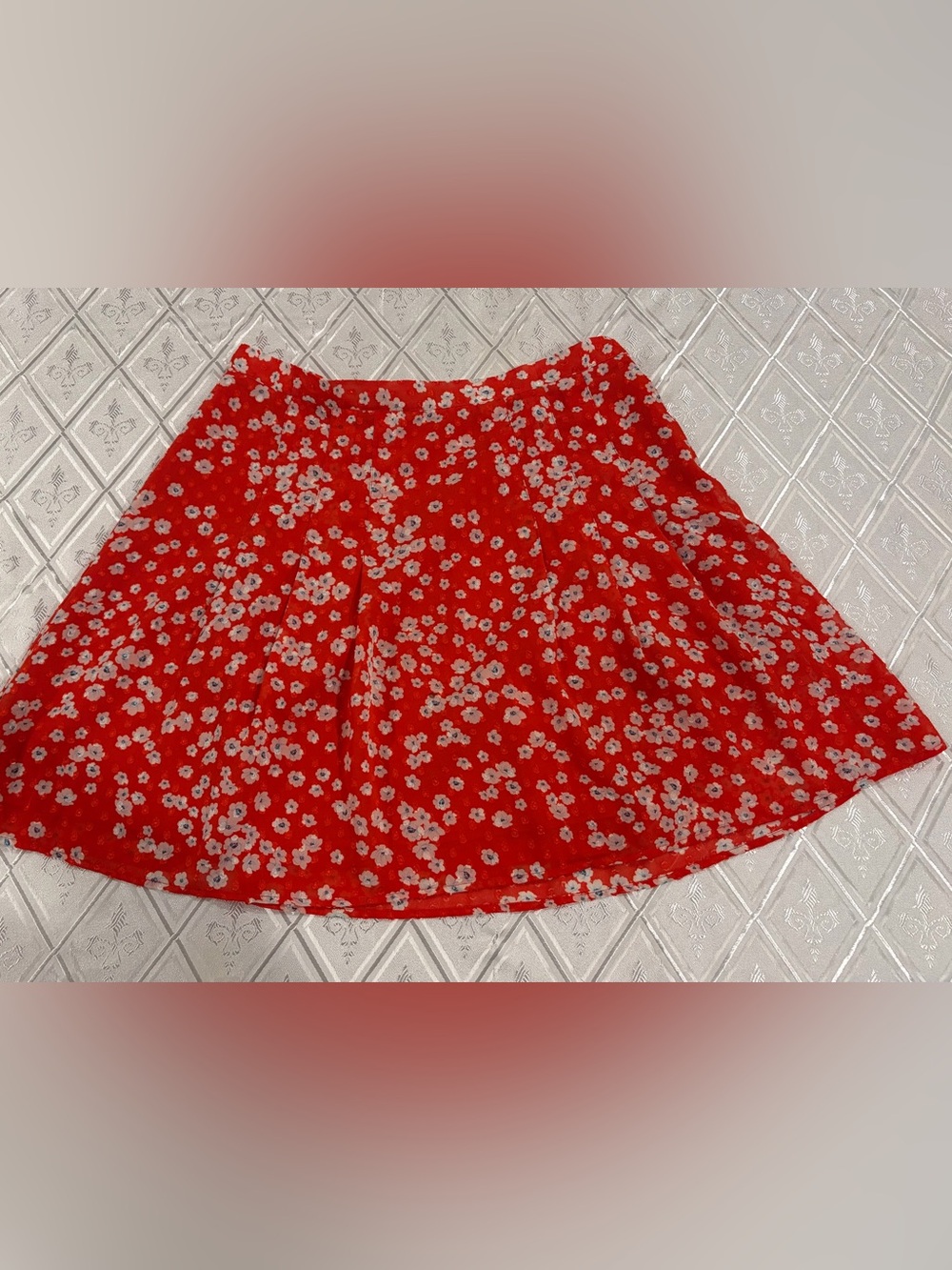 Banana Republic Red Floral Skater Skirt
